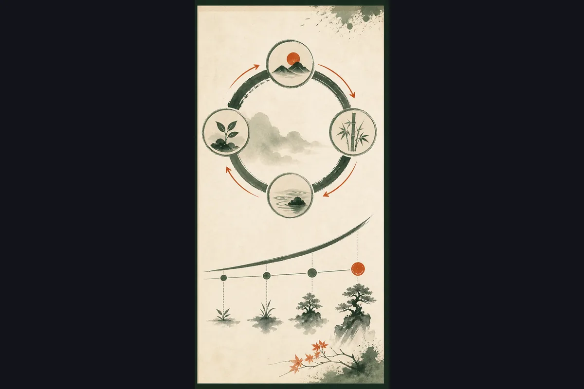 老虎機一次回合的四步操作流程圖