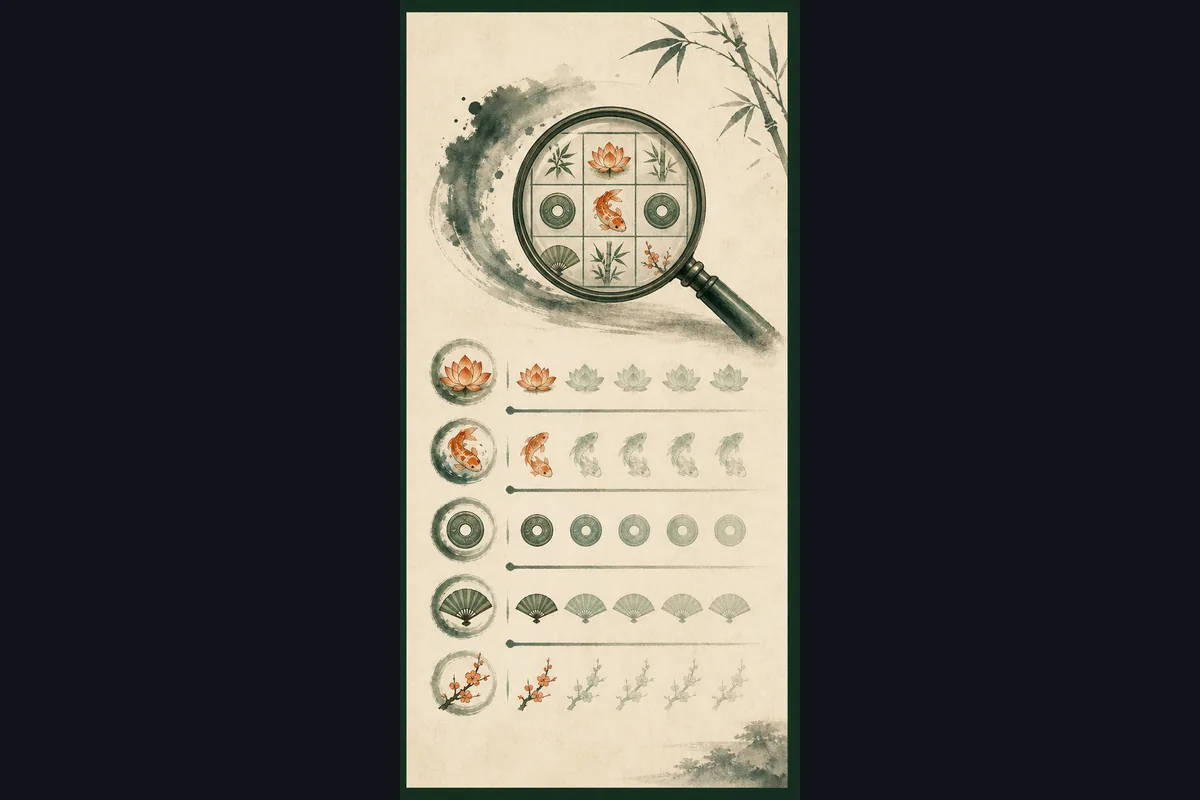 老虎機一次遊戲操作與結果核對流程圖